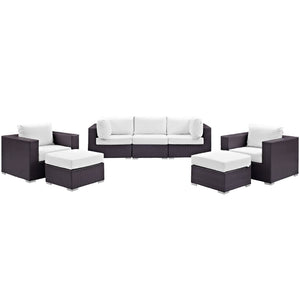 Modway Furniture Convene 7 Piece Outdoor Patio Sectional Set by Modway - Stylish, Versatile Comfort for Your Space Espresso White EEI-2200-EXP-WHI-SET