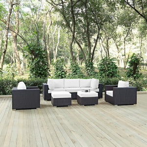Modway Furniture Convene 7 Piece Outdoor Patio Sectional Set by Modway - Stylish, Versatile Comfort for Your Space Espresso White EEI-2200-EXP-WHI-SET