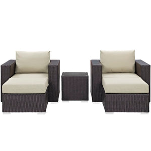 Modway Furniture Convene 5 Piece Outdoor Patio Sectional Set - Durable, Modular Design with All-Weather Cushions & Style Espresso Beige EEI-2201-EXP-BEI-SET