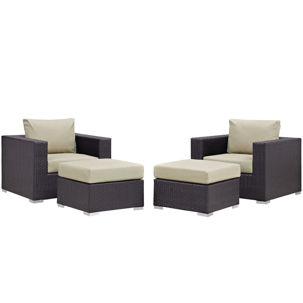 Modway Furniture Convene 4-Piece Outdoor Sectional Set - Weather-Resistant, Modular Design for Ultimate Comfort and Style Espresso Beige EEI-2202-EXP-BEI-SET