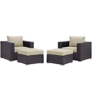 Modway Furniture Convene 4-Piece Outdoor Sectional Set - Weather-Resistant, Modular Design for Ultimate Comfort and Style Espresso Beige EEI-2202-EXP-BEI-SET