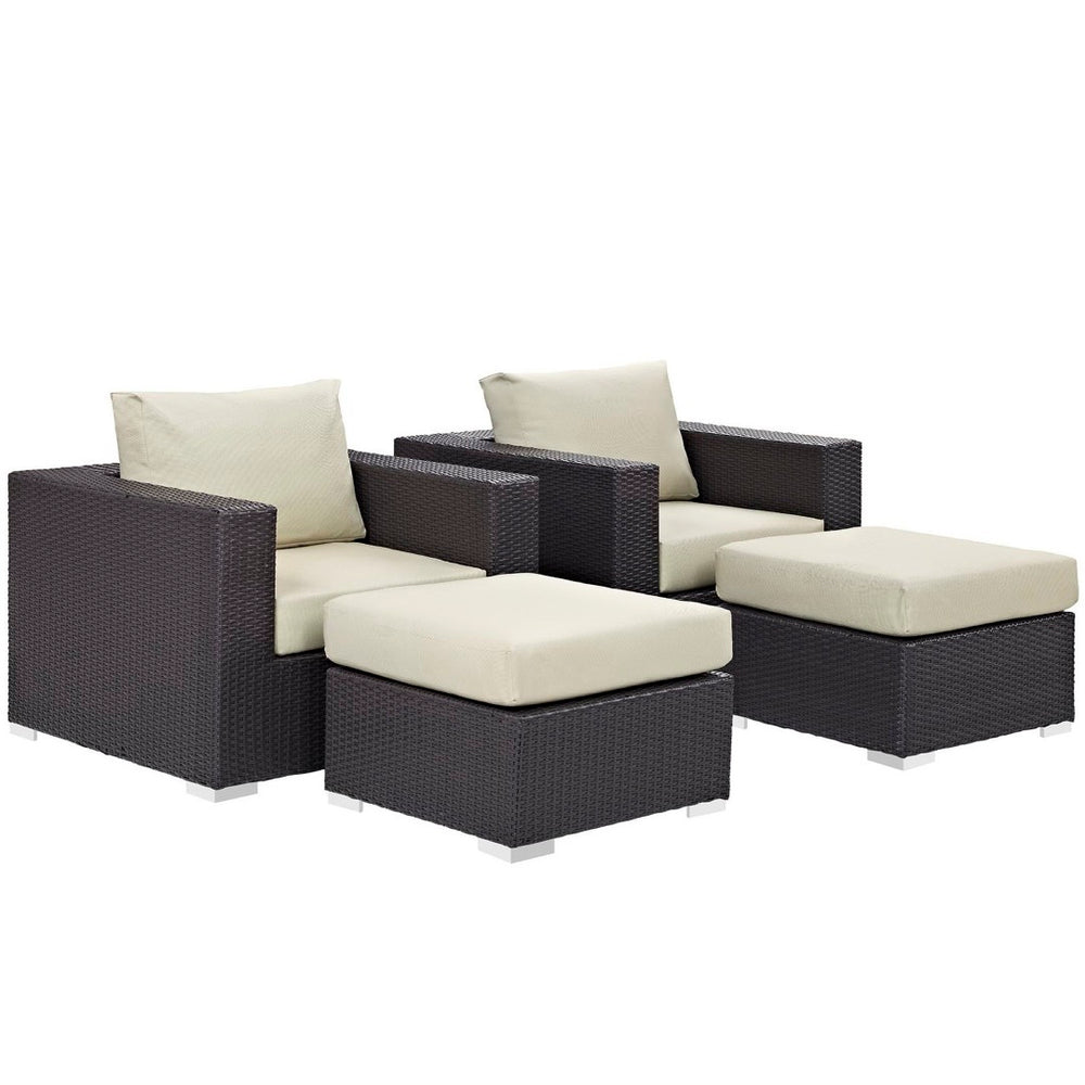 Modway Furniture Convene 4-Piece Outdoor Sectional Set - Weather-Resistant, Modular Design for Ultimate Comfort and Style Espresso Beige EEI-2202-EXP-BEI-SET