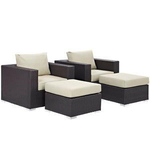 Modway Furniture Convene 4-Piece Outdoor Sectional Set - Weather-Resistant, Modular Design for Ultimate Comfort and Style Espresso Beige EEI-2202-EXP-BEI-SET
