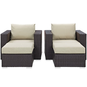 Modway Furniture Convene 4-Piece Outdoor Sectional Set - Weather-Resistant, Modular Design for Ultimate Comfort and Style Espresso Beige EEI-2202-EXP-BEI-SET
