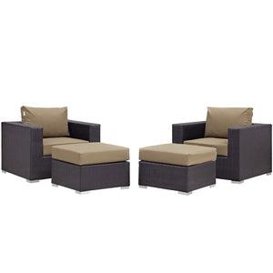 Modway Furniture Convene 4-Piece Outdoor Sectional Set - Weather-Resistant, Modular Design for Ultimate Comfort and Style Espresso Mocha EEI-2202-EXP-MOC-SET