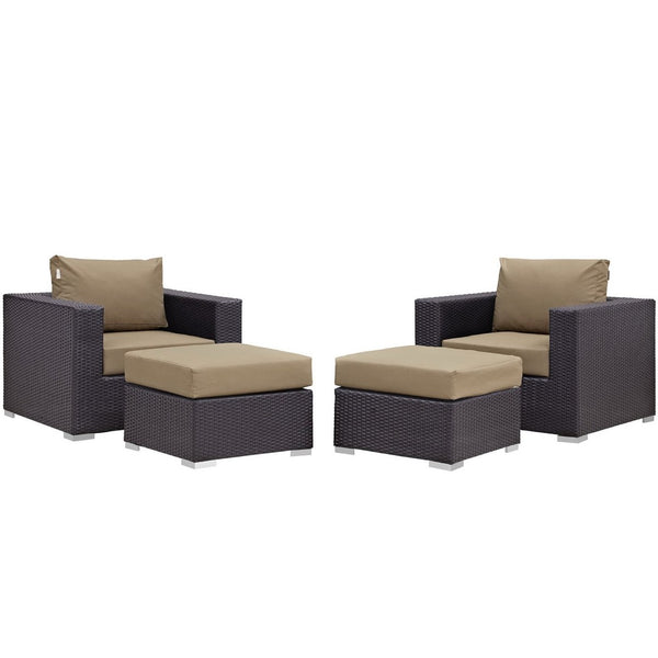 Modway Furniture Convene 4-Piece Outdoor Sectional Set - Weather-Resistant, Modular Design for Ultimate Comfort and Style Espresso Mocha EEI-2202-EXP-MOC-SET