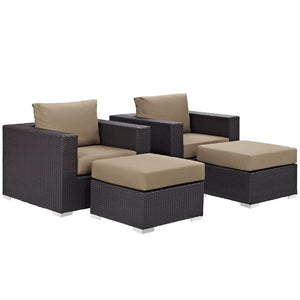 Modway Furniture Convene 4-Piece Outdoor Sectional Set - Weather-Resistant, Modular Design for Ultimate Comfort and Style Espresso Mocha EEI-2202-EXP-MOC-SET