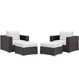 Modway Furniture Convene 4-Piece Outdoor Sectional Set - Weather-Resistant, Modular Design for Ultimate Comfort and Style Espresso White EEI-2202-EXP-WHI-SET