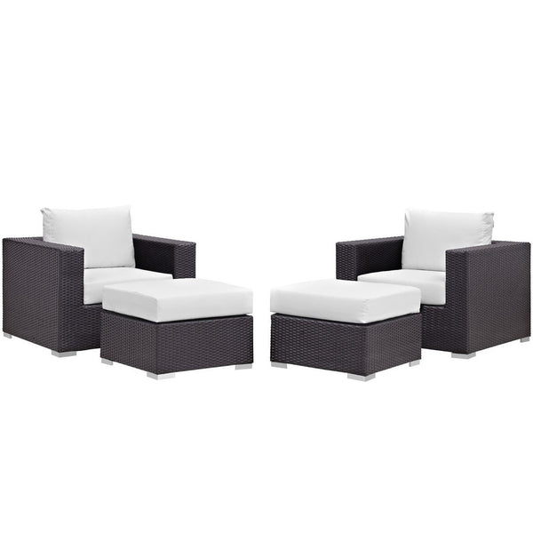 Modway Furniture Convene 4-Piece Outdoor Sectional Set - Weather-Resistant, Modular Design for Ultimate Comfort and Style Espresso White EEI-2202-EXP-WHI-SET