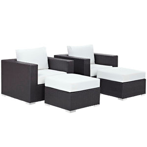 Modway Furniture Convene 4-Piece Outdoor Sectional Set - Weather-Resistant, Modular Design for Ultimate Comfort and Style Espresso White EEI-2202-EXP-WHI-SET