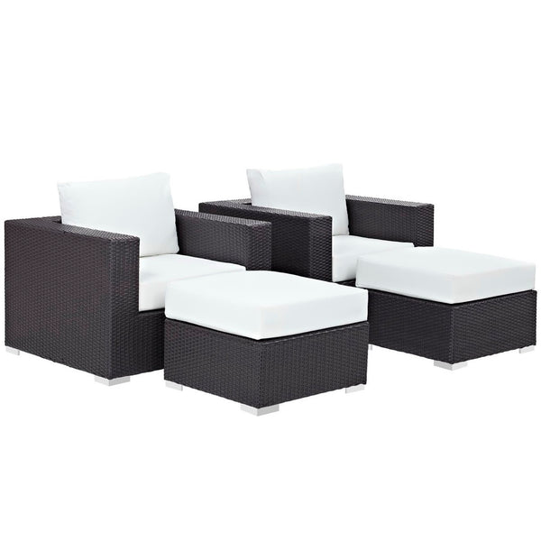 Modway Furniture Convene 4-Piece Outdoor Sectional Set - Weather-Resistant, Modular Design for Ultimate Comfort and Style Espresso White EEI-2202-EXP-WHI-SET