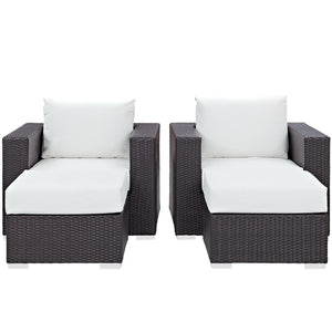 Modway Furniture Convene 4-Piece Outdoor Sectional Set - Weather-Resistant, Modular Design for Ultimate Comfort and Style Espresso White EEI-2202-EXP-WHI-SET