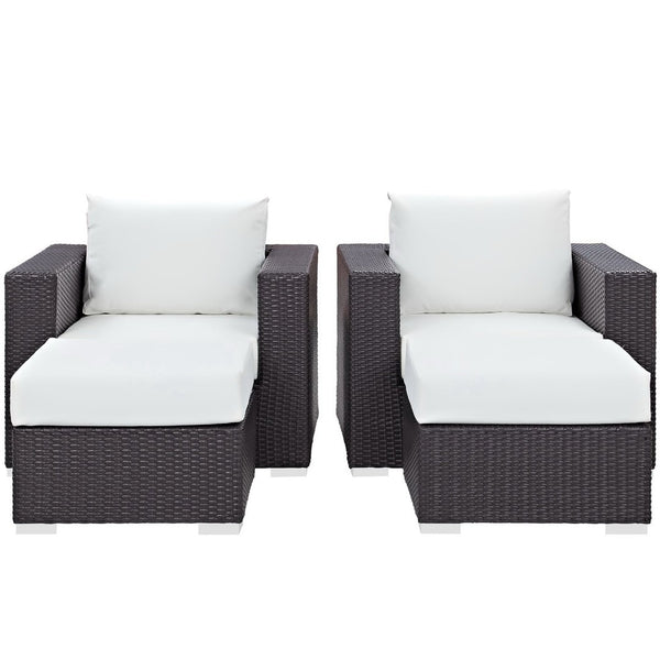 Modway Furniture Convene 4-Piece Outdoor Sectional Set - Weather-Resistant, Modular Design for Ultimate Comfort and Style Espresso White EEI-2202-EXP-WHI-SET