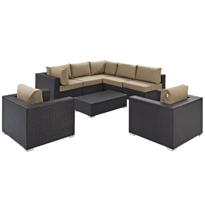 Modway Furniture Convene 8 Piece Outdoor Patio Sectional Set by Modway - Stylish, Durable, and Modular Comfort Solution Espresso Mocha EEI-2203-EXP-MOC-SET