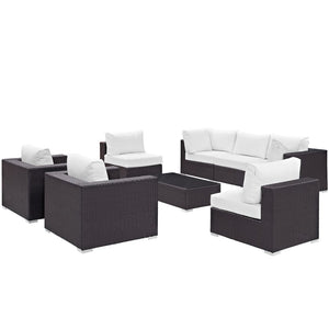 Modway Furniture Convene 8 Piece Outdoor Patio Sectional Set by Modway - Stylish, Durable, and Modular Comfort Solution Espresso White EEI-2203-EXP-WHI-SET