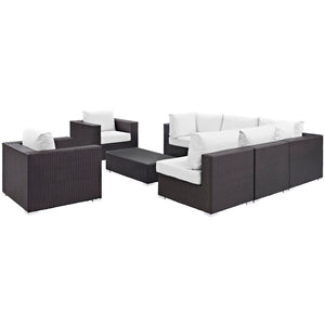 Modway Furniture Convene 8 Piece Outdoor Patio Sectional Set by Modway - Stylish, Durable, and Modular Comfort Solution Espresso White EEI-2203-EXP-WHI-SET