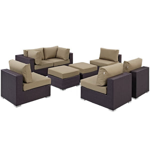 Modway Furniture Convene 8-Piece Outdoor Patio Sectional Set - Modular Comfort for Stylish and Inviting Spaces Espresso Mocha EEI-2204-EXP-MOC-SET