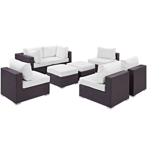 Modway Furniture Convene 8-Piece Outdoor Patio Sectional Set - Modular Comfort for Stylish and Inviting Spaces Espresso White EEI-2204-EXP-WHI-SET