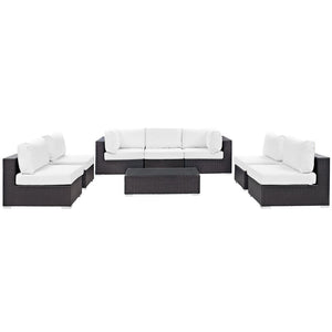 Modway Furniture Convene 8-Piece Modular Outdoor Patio Sectional Set with Weather-Resistant Cushions and Table Espresso White EEI-2205-EXP-WHI-SET