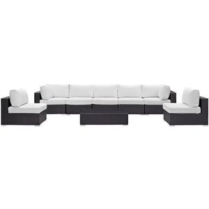 Modway Furniture Convene 8-Piece Modular Outdoor Patio Sectional Set with Weather-Resistant Cushions and Table Espresso White EEI-2205-EXP-WHI-SET