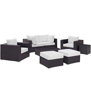 Modway Furniture Convene 8-Piece Outdoor Patio Sectional Set by Modway - Stylish, Durable, Modular Comfort for All Spaces Espresso White EEI-2206-EXP-WHI-SET