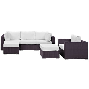 Modway Furniture Convene 6 Piece Outdoor Patio Sectional Set - Stylish, Modular Comfort for Your Perfect Backyard Retreat Espresso White EEI-2207-EXP-WHI-SET