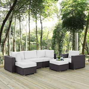 Modway Furniture Convene 6 Piece Outdoor Patio Sectional Set - Stylish, Modular Comfort for Your Perfect Backyard Retreat Espresso White EEI-2207-EXP-WHI-SET