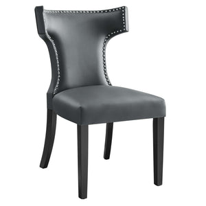 Modway Furniture Curve Vegan Leather Dining Chair - Modern Elegance with Nailhead Trim and Plush Comfort for Dining Spaces Gray EEI-2220-GRY