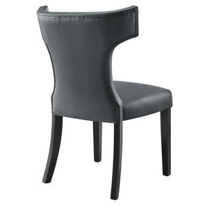 Modway Furniture Curve Vegan Leather Dining Chair - Modern Elegance with Nailhead Trim and Plush Comfort for Dining Spaces Gray EEI-2220-GRY
