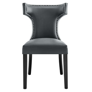 Modway Furniture Curve Vegan Leather Dining Chair - Modern Elegance with Nailhead Trim and Plush Comfort for Dining Spaces Gray EEI-2220-GRY