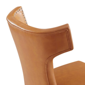 Modway Furniture Curve Vegan Leather Dining Chair - Modern Elegance with Nailhead Trim and Plush Comfort for Dining Spaces Tan EEI-2220-TAN