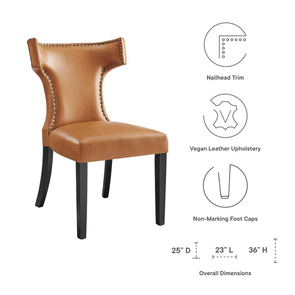 Modway Furniture Curve Vegan Leather Dining Chair - Modern Elegance with Nailhead Trim and Plush Comfort for Dining Spaces Tan EEI-2220-TAN