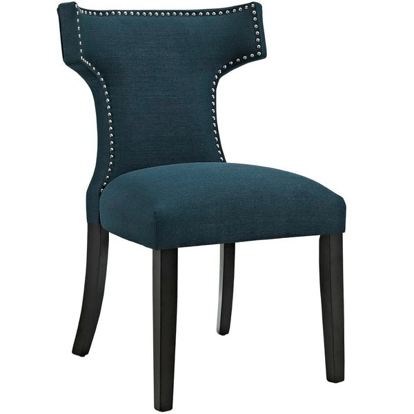 Modway Furniture Curve Fabric Dining Chair by Modway - Modern Hourglass Design with Nailhead Trim for Dining Spaces Azure EEI-2221-AZU