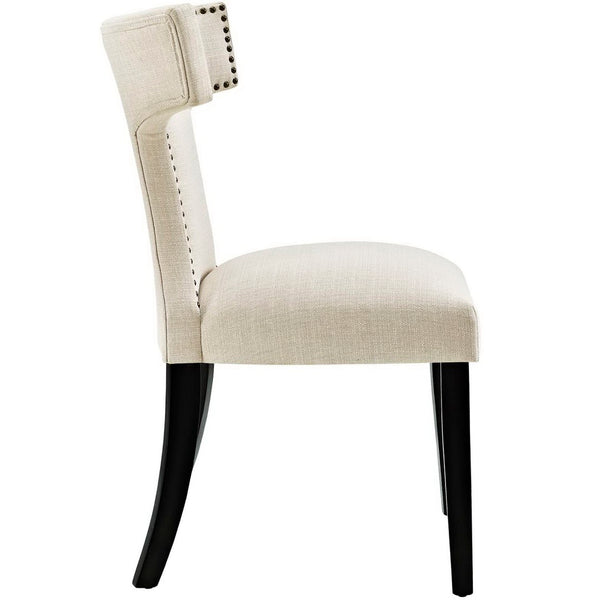 Modway Furniture Curve Fabric Dining Chair by Modway - Modern Hourglass Design with Nailhead Trim for Dining Spaces Beige EEI-2221-BEI