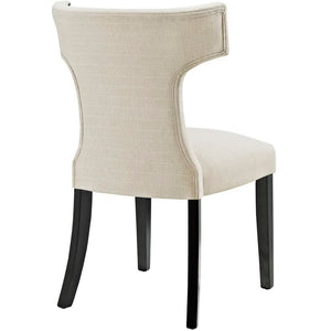 Modway Furniture Curve Fabric Dining Chair by Modway - Modern Hourglass Design with Nailhead Trim for Dining Spaces Beige EEI-2221-BEI