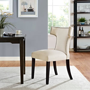 Modway Furniture Curve Fabric Dining Chair by Modway - Modern Hourglass Design with Nailhead Trim for Dining Spaces Beige EEI-2221-BEI