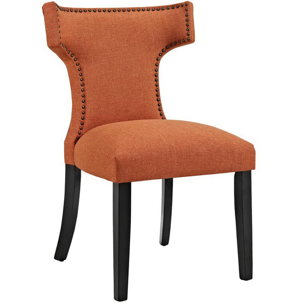 Modway Furniture Curve Fabric Dining Chair by Modway - Modern Hourglass Design with Nailhead Trim for Dining Spaces Orange EEI-2221-ORA
