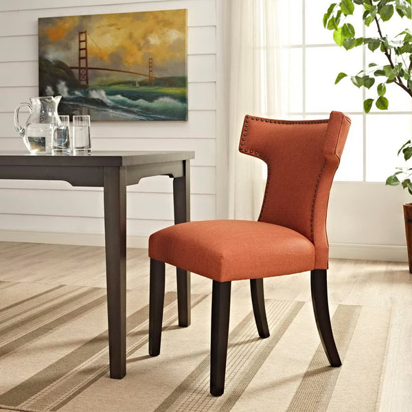 Modway Furniture Curve Fabric Dining Chair by Modway - Modern Hourglass Design with Nailhead Trim for Dining Spaces Orange EEI-2221-ORA