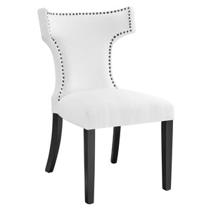 Modway Furniture Curve Fabric Dining Chair by Modway - Modern Hourglass Design with Nailhead Trim for Dining Spaces White EEI-2221-WHI