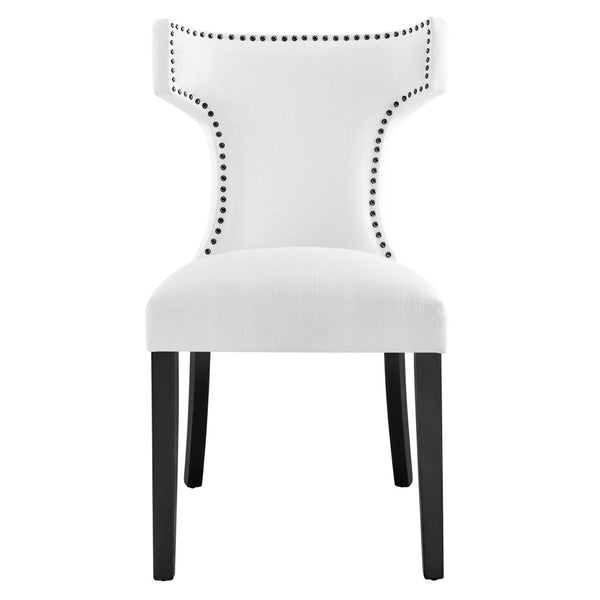 Modway Furniture Curve Fabric Dining Chair by Modway - Modern Hourglass Design with Nailhead Trim for Dining Spaces White EEI-2221-WHI