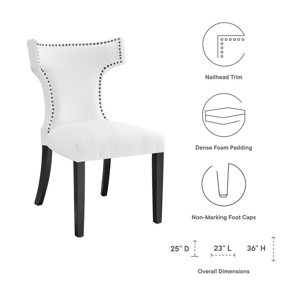 Modway Furniture Curve Fabric Dining Chair by Modway - Modern Hourglass Design with Nailhead Trim for Dining Spaces White EEI-2221-WHI