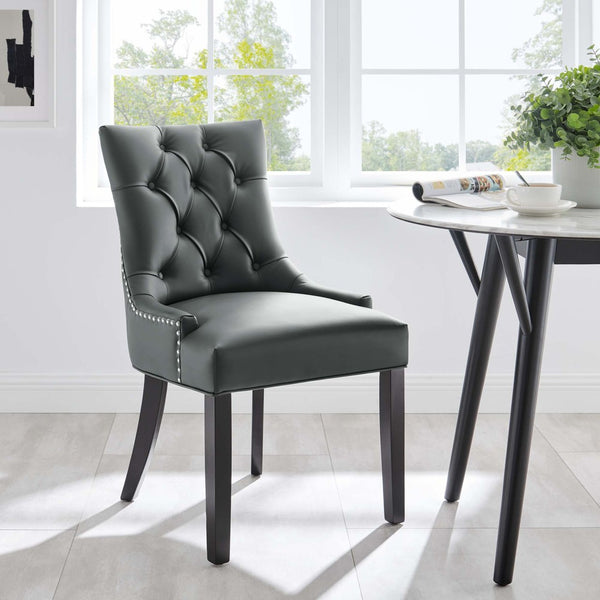Modway Furniture Regent Tufted Vegan Leather Dining Chair - Elegant Design with Comfort & Style for Any Space Gray EEI-2222-GRY