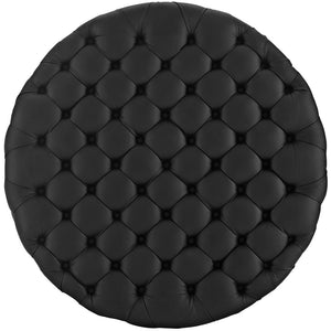 Modway Furniture Amour Tufted Round Ottoman - Modern Vinyl Upholstery, Plush Padding & Versatile Use for Any Room Black EEI-2224-BLK