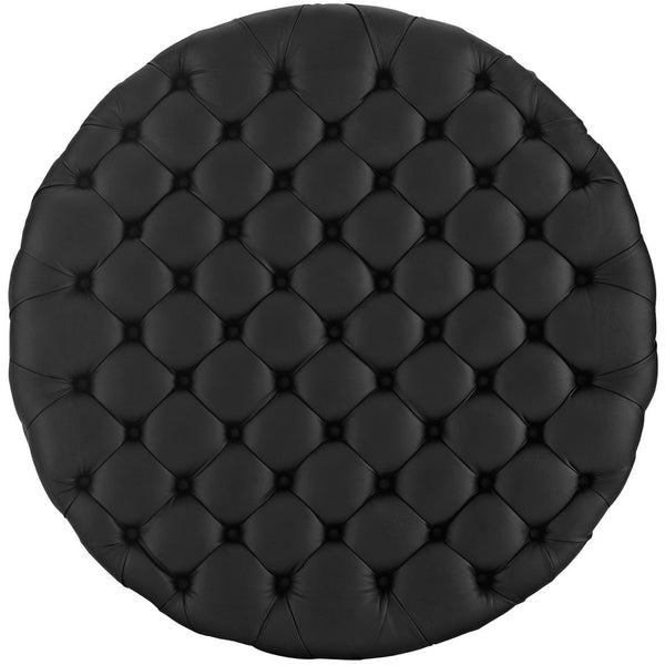 Modway Furniture Amour Tufted Round Ottoman - Modern Vinyl Upholstery, Plush Padding & Versatile Use for Any Room Black EEI-2224-BLK