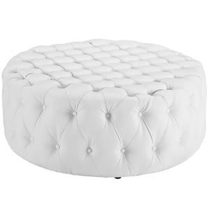 Modway Furniture Amour Tufted Round Ottoman - Modern Vinyl Upholstery, Plush Padding & Versatile Use for Any Room White EEI-2224-WHI
