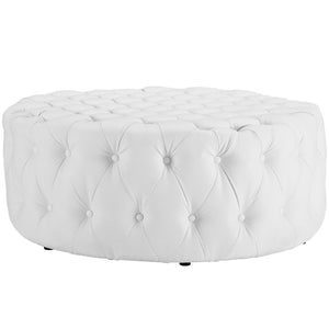 Modway Furniture Amour Tufted Round Ottoman - Modern Vinyl Upholstery, Plush Padding & Versatile Use for Any Room White EEI-2224-WHI
