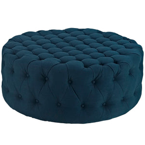 Modway Furniture Amour Round Tufted Fabric Ottoman - Versatile Accent Piece for Modern Living Spaces & Comfort Azure EEI-2225-AZU