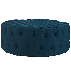 Modway Furniture Amour Round Tufted Fabric Ottoman - Versatile Accent Piece for Modern Living Spaces & Comfort Azure EEI-2225-AZU
