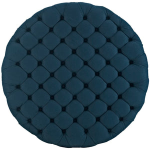 Modway Furniture Amour Round Tufted Fabric Ottoman - Versatile Accent Piece for Modern Living Spaces & Comfort Azure EEI-2225-AZU