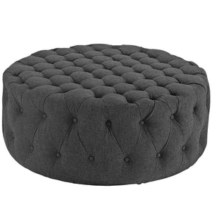 Modway Furniture Amour Round Tufted Fabric Ottoman - Versatile Accent Piece for Modern Living Spaces & Comfort Gray EEI-2225-GRY